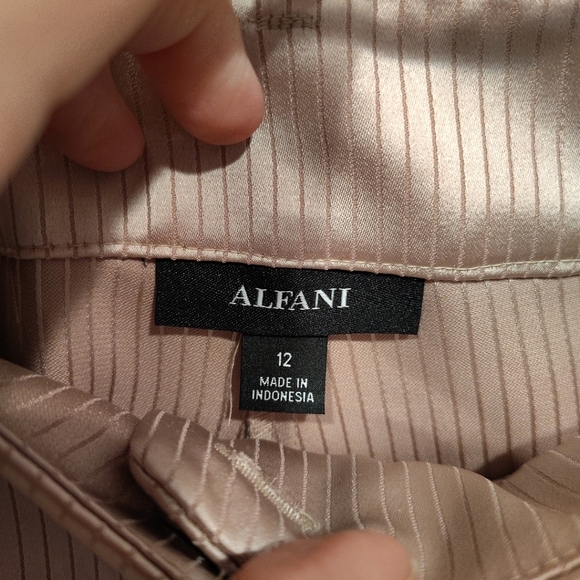 Alfani Women's English Cream Satin Stripe Wide Leg Trouser Pants Sz 12 Career - Picture 4 of 9